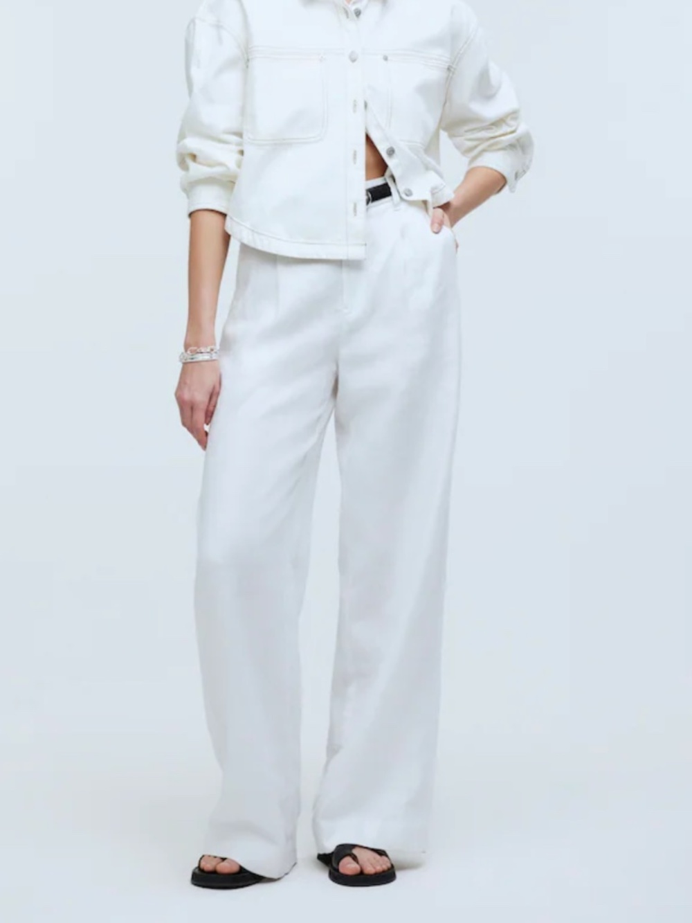 Madewell White 100% Linen Harlow Wide-Leg Pants Size 00 As-Is